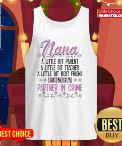 Premium Nana tank top featuring 'Partner in Crime' design, perfect for parent-teacher best friends and family gatherings.