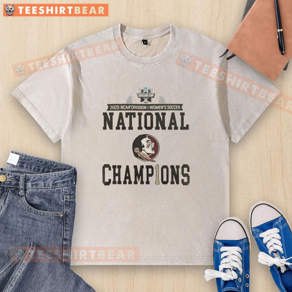 premium-ncaa-womens-soccer-national-champions-florida-state-seminoles-locker-room-2-sided-washed-t-shirt Premium NCAA Women's Soccer National Champions Florida State Seminoles 2-Sided Washed T-Shirt in locker room setting.