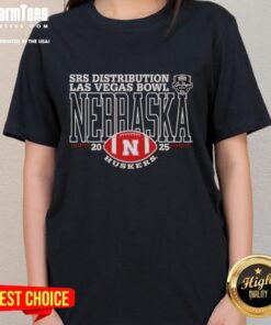 Premium Nebraska Cornhuskers 2025 Las Vegas Bowl logo women's tee showcasing team spirit and stylish design.