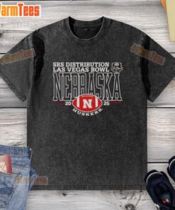 Alt Text: Premium Nebraska Cornhuskers 2025 Las Vegas Bowl logo on a washed t-shirt, perfect for fans and collectors.