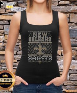Premium New Orleans Saints holiday tank top featuring festive design and team logo, perfect for game day celebrations.