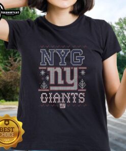 Premium New York Giants holiday ladies tee showcasing team colors and festive design, perfect for game day celebrations.