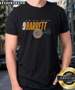 Premium New York Knicks 9 RJ Barrett Signature T-Shirt featuring bold graphics and comfortable fit for fans.