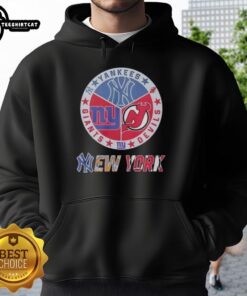 Premium New York Yankees, Giants, and Devils mashup logo hoodie, perfect for sports fans and stylish game day wear.