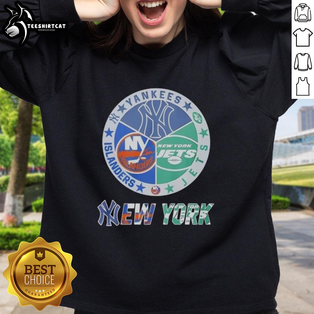 premium-new-york-yankees-new-york-islanders-new-york-jets-and-new-york-knicks-mashup-logo-sweatshirt Alt Text: Premium New York Yankees, Islanders, Jets, and Knicks mashup logo sweatshirt showcasing iconic NYC sports teams.