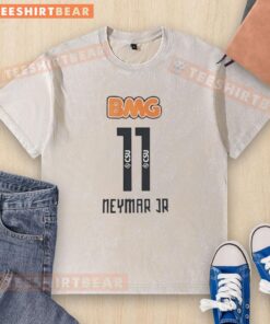Premium Neymar Jr 11 Santos BMG washed t-shirt featuring vibrant graphics and soft fabric, perfect for fans.