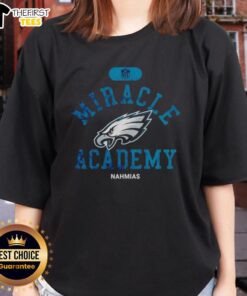 Alt Text: Premium NFL Philadelphia Eagles Miracle Academy Nahmias Ladies Tee featuring team colors and logo, perfect for fans.
