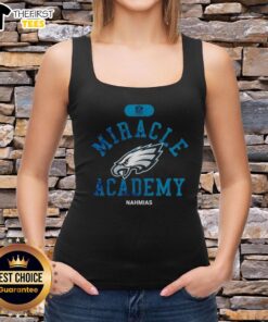 Alt Text: Premium NFL Philadelphia Eagles Miracle Academy Nahmias tank top featuring vibrant team colors and logo design.