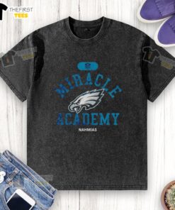 Premium NFL Philadelphia Eagles Miracle Academy Nahmias Washed T-Shirt in green, perfect for fans and casual wear.