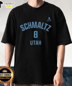 Premium Nick Schmaltz Utah Mammoth Ice Hockey T-Shirt featuring name and number 8 design, perfect for fans.