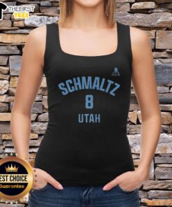 Alt Text: Premium Nick Schmaltz Utah Mammoth Ice Hockey Name and Number 8 Tank Top featuring vibrant team colors and stylish design.
