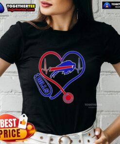 Premium Nurse Love Buffalo Bills Ladies Tee featuring a stylish design for female fans of the Buffalo Bills.