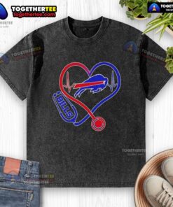 Premium Nurse Love Buffalo Bills washed t-shirt featuring a stylish design perfect for fans and healthcare professionals.