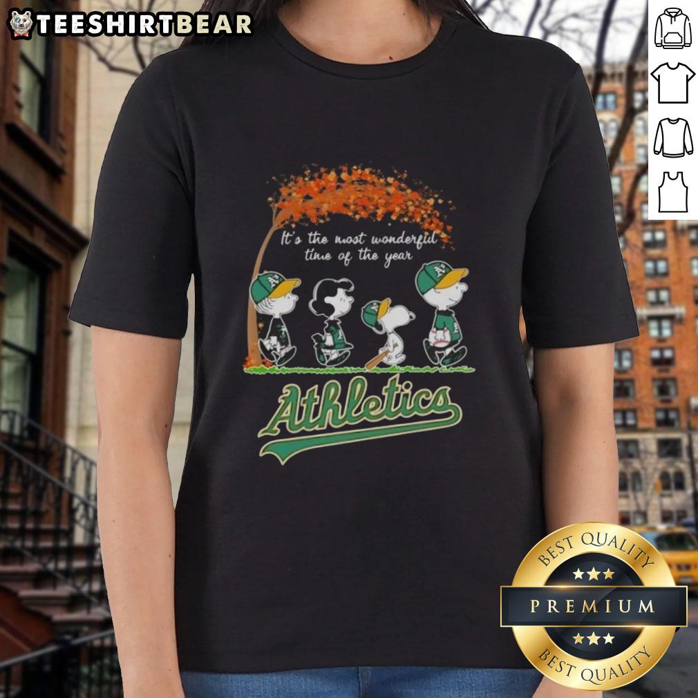 premium-oakland-athletics-x-peanuts-snoopy-and-friends-autumn-its-the-most-wonderful-time-of-the-year-ladies-tee Premium Oakland Athletics X Peanuts Snoopy and Friends autumn ladies tee celebrating the most wonderful time of the year.