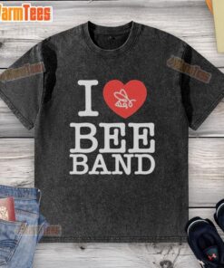 Premium Official Honey Revenge I Heart Bee Band Washed T-Shirt featuring a stylish bee graphic on a trendy tee.