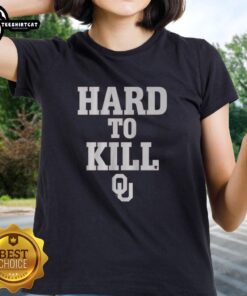 Alt Text: Premium Oklahoma Football Hard to Kill Ladies Tee featuring a stylish design and comfortable fit for fans.
