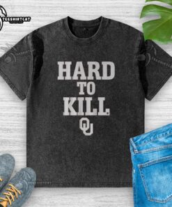 Premium Oklahoma Football Hard to Kill Washed T-Shirt in navy blue, featuring bold team graphics and a comfortable fit.