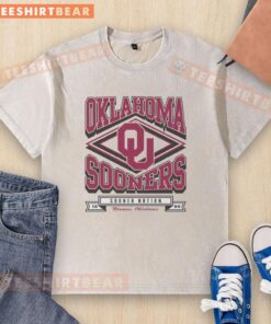 Alt Text: Premium Oklahoma Sooners Heater Washed T-Shirt in crimson, featuring the iconic Sooners logo and a comfortable fit.