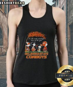 Premium Oklahoma State Cowboys X Peanuts Snoopy and Friends autumn tank top for a stylish fall look.