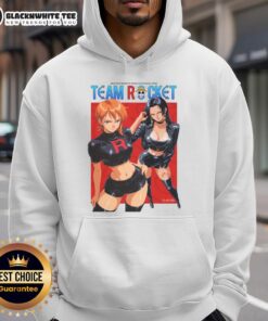 Alt Text: Stylish Premium One Piece X Team Rocket Hoodie featuring vibrant colors and unique design for fans of anime and fashion.