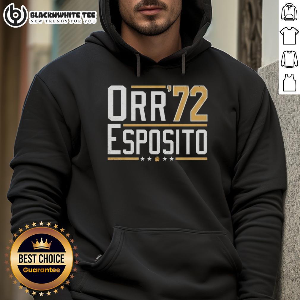 Premium Orr Esposito '72 Bobby Orr Bruins Legends Hoodie Alt Text: Premium Orr Esposito 72 Bobby Orr Bruins Legends Hoodie featuring classic design and team colors for hockey fans.