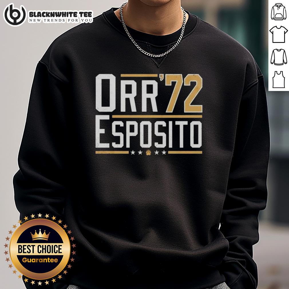 Premium Orr Esposito '72 Bobby Orr Bruins Legends Sweatshirt Premium Orr Esposito 72 Bobby Orr Bruins Legends Sweatshirt showcasing iconic team colors and vintage design.