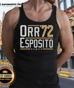 Alt Text: Premium Orr Esposito 72 Bobby Orr Bruins Legends tank top featuring iconic team colors and classic logo design.
