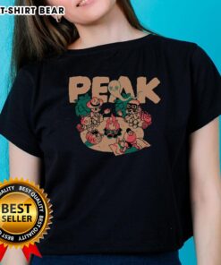 Premium Peak Happy Campers Ladies Tee featuring a stylish design for outdoor enthusiasts and camping lovers.