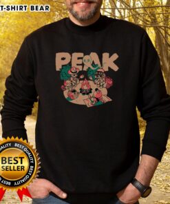 Premium Peak Happy Campers Sweatshirt in cozy fabric, perfect for outdoor adventures and camping enthusiasts.