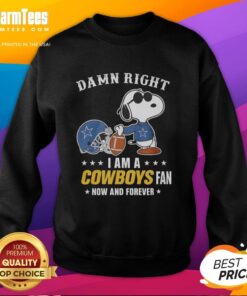 Premium Peanuts Snoopy sweatshirt featuring 'Damn Right I Am A Cowboys Fan' design for dedicated fans.
