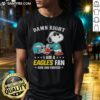 Premium Peanuts Snoopy Eagles fan T-shirt featuring Snoopy with 'Damn Right I Am A Eagles Fan Now And Forever' text.