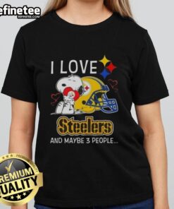 Premium Peanuts Snoopy Hug Heart tee for ladies, showing love for Pittsburgh Steelers and favorite people.