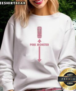 Premium Pink Monster Below Sweatshirt featuring a vibrant pink design, perfect for casual wear and unique style.