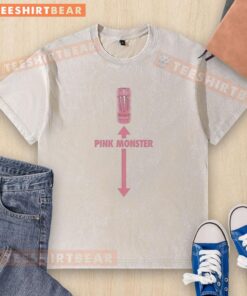 Premium Pink Monster Below Washed T-Shirt featuring a vibrant design and soft fabric, perfect for casual wear.