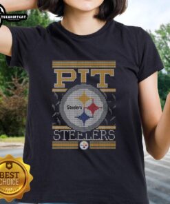 Premium Pittsburgh Steelers Holiday Ladies Tee featuring festive design and team logo, perfect for game day celebrations.