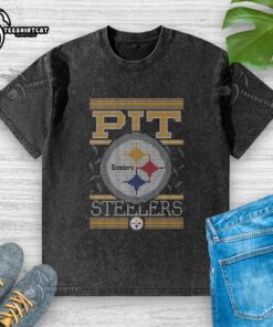 Premium Pittsburgh Steelers Holiday Washed T-Shirt featuring team colors and festive design for fans.