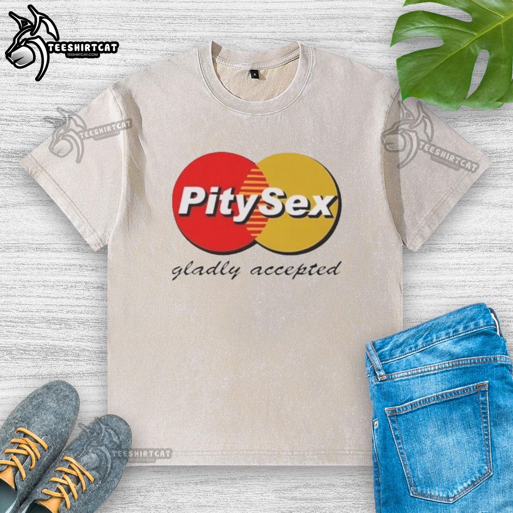 premium-pitysex-gladly-accepted-logo-washed-t-shirt Alt Text: Premium Pitysex Gladly Accepted logo on a washed t-shirt, featuring a stylish and casual design for everyday wear.