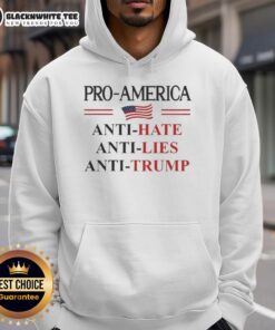 Premium Pro-America Anti-Trump hoodie featuring 'Resist' sign and flag design, perfect for expressing anti-Trump sentiments.