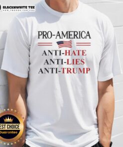 Premium Pro America Anti Trump Hate Lies Resist Sign on a pullover t-shirt, perfect for expressing anti-Trump sentiments.