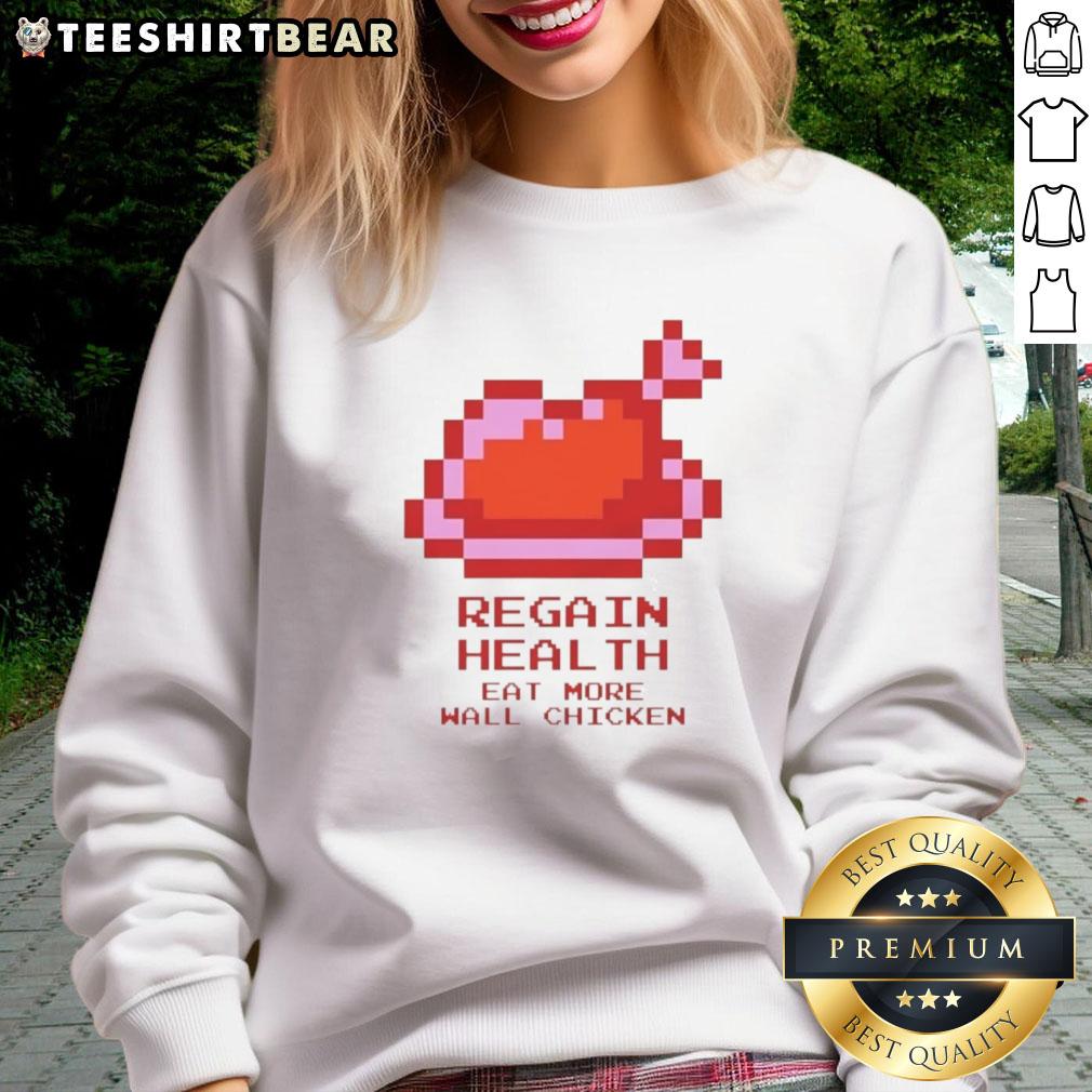 premium-regain-health-eat-more-wall-chicken-sweatshirt Premium Regain Health Eat More Wall Chicken sweatshirt with vibrant design, perfect for fitness enthusiasts and casual wear.