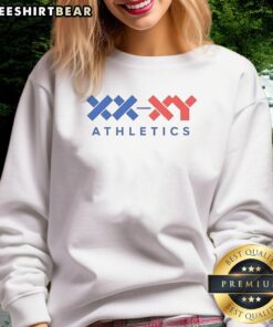 Alt Text: Premium Riley Gaines sweatshirt featuring There's Only Two Genders XX XY design, perfect for athletics enthusiasts.