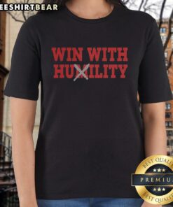 Premium Ryan Day Ohio State Buckeyes football tee for ladies featuring 'Win with Huxility and Humility' design.