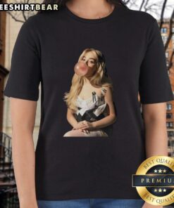 Premium Sabrina Blows Bubbles Retro Ladies Tee featuring a vibrant graphic design and soft, comfortable fabric.