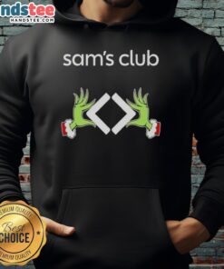Premium Sam's Clubs X Grinch Hands Merry Christmas Hoodie featuring festive design and vibrant colors for holiday cheer.