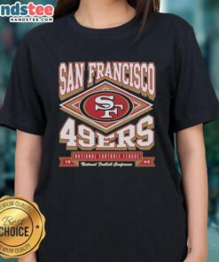 Premium San Francisco 49ers Heater Ladies Tee featuring team colors and logo, perfect for stylish game day wear.