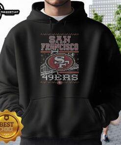 Premium San Francisco 49ers holiday hoodie featuring the team's logo, perfect for festive game day celebrations.