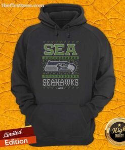 Premium Seattle Seahawks holiday hoodie featuring team colors and logo, perfect for fans celebrating the season.