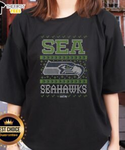 Premium Seattle Seahawks Holiday Ladies Tee in vibrant colors, perfect for festive game day celebrations.