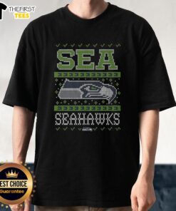Premium Seattle Seahawks Holiday T-Shirt featuring festive design and team colors for fans celebrating the season.
