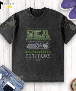 Premium Seattle Seahawks Holiday Washed T-Shirt featuring festive graphics and soft fabric for ultimate comfort and style.